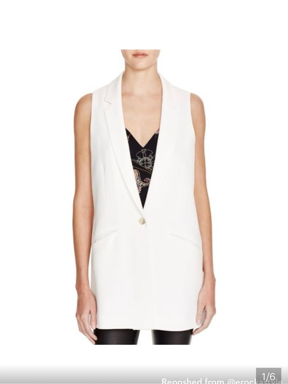 Elizabeth and James Tailored Sleeveless Longline Vest in White - Picture 1 of 3